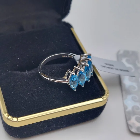 NWT 925 Swiss Blue Topaz sz7 Ring, Anabella Collection, has Cert Of Authenticity - Picture 8 of 16